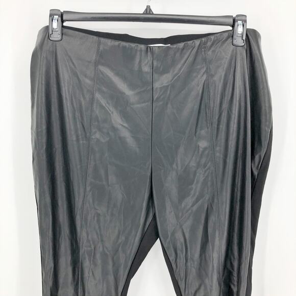 Calvin Klein Womens Faux-Leather Front Leggings 3X Black High Rise Pull On NWT - Picture 5 of 12